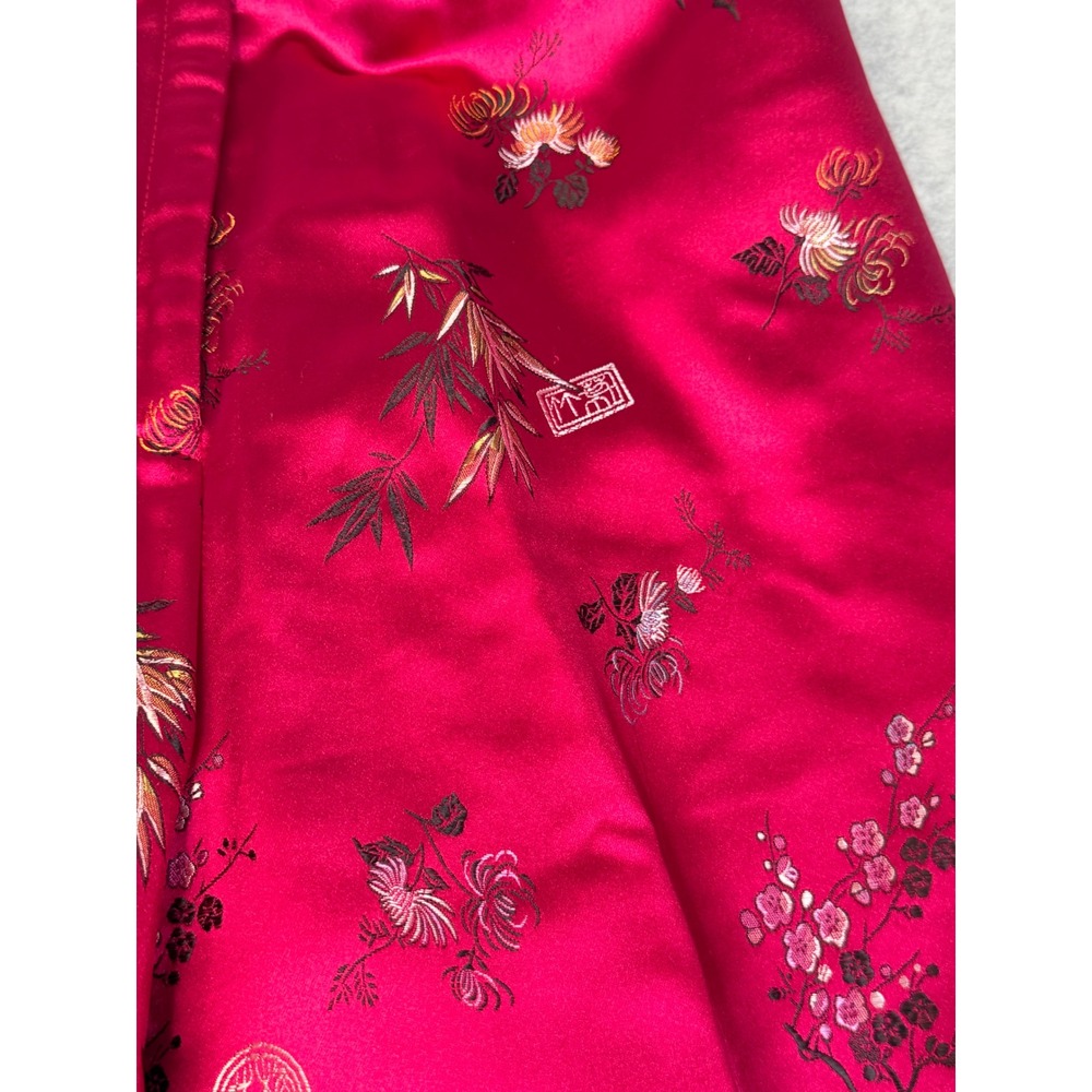 Vintage Cache Fuchsia Pink Chinoiserie Floral Satin Jacquard Pants Size 6 USA - Picture 6 of 12